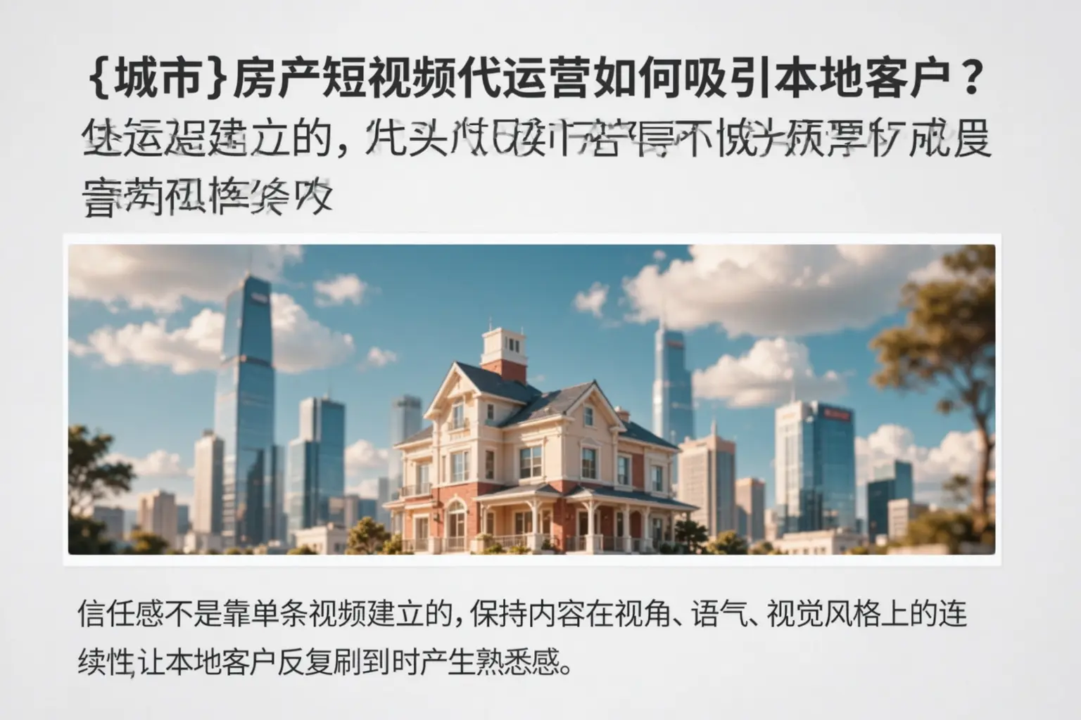 凤泉房产短视频代运营如何吸引本地客户?